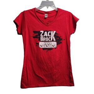 Zack Brock Good Intentions Red V-Neck T-Shirt Women's Size‎ Medium